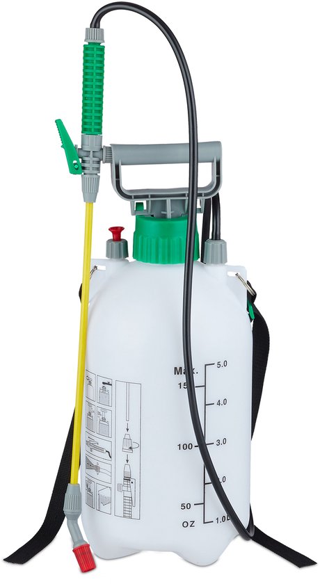 plantenspuit 5 liter - met slang en lans - 3 bar - onkruid druksproeier van Merkloos	