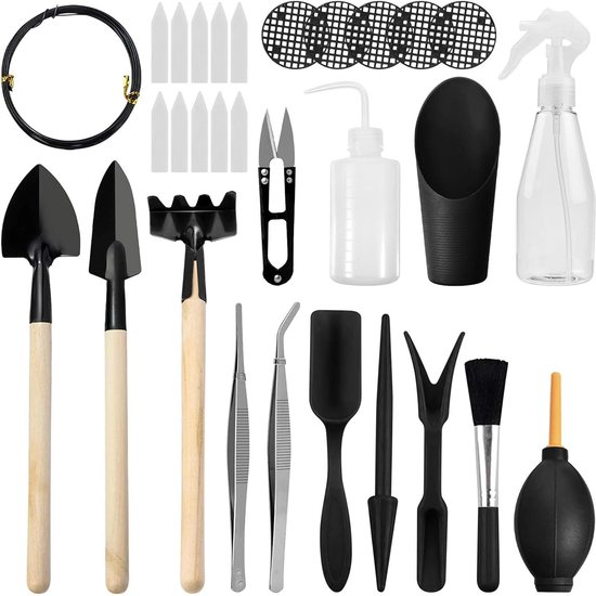Plantenverzorgingsset - Verpotten kit - Planten verpotten - Ergonomische handgrepen - 30 delig - Zwart