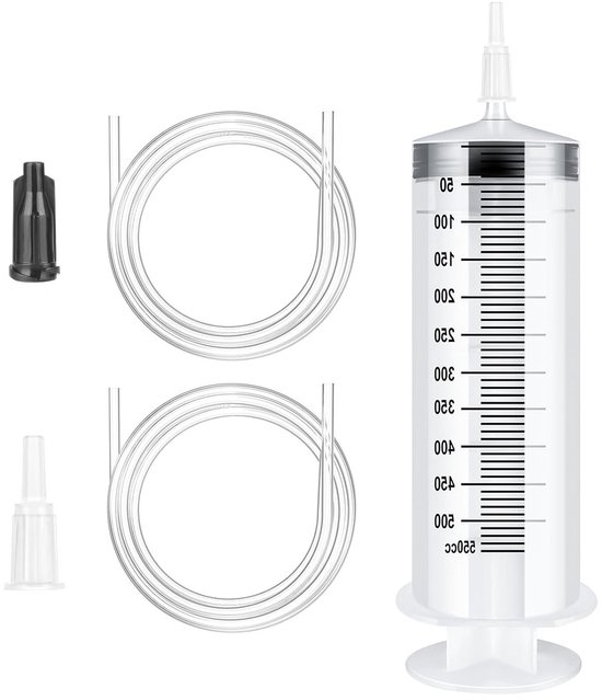 Plastic Spuit van 500ml zonder Naald, Ideaal voor het Meten en Overbrengen van Vloeistoffen, Inclusief 2 Transparante Katheters voor Laboratoriumgebruik en Experimenten van Merkloos	