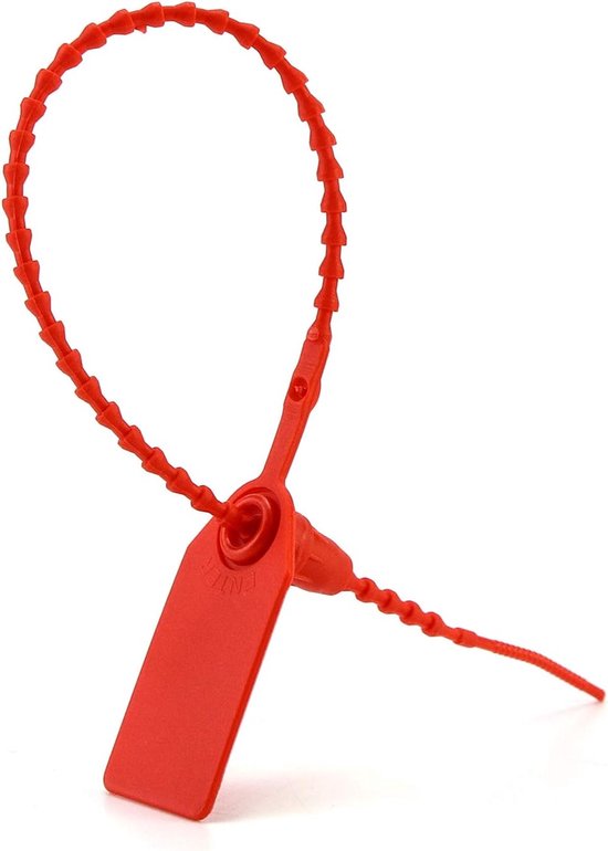 Plastic Tamper Seals - 100Pcs Tamper Self-Locking Security Zip Tie - Pull-Tite Security Tag voor Brandblussers en Brandveiligheid - 9-13/16" Lang - Rood