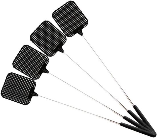 Plastic telescopische vliegenmeppers voor muggen en insecten, set van 4 - ideaal voor binnen en buitengebruik