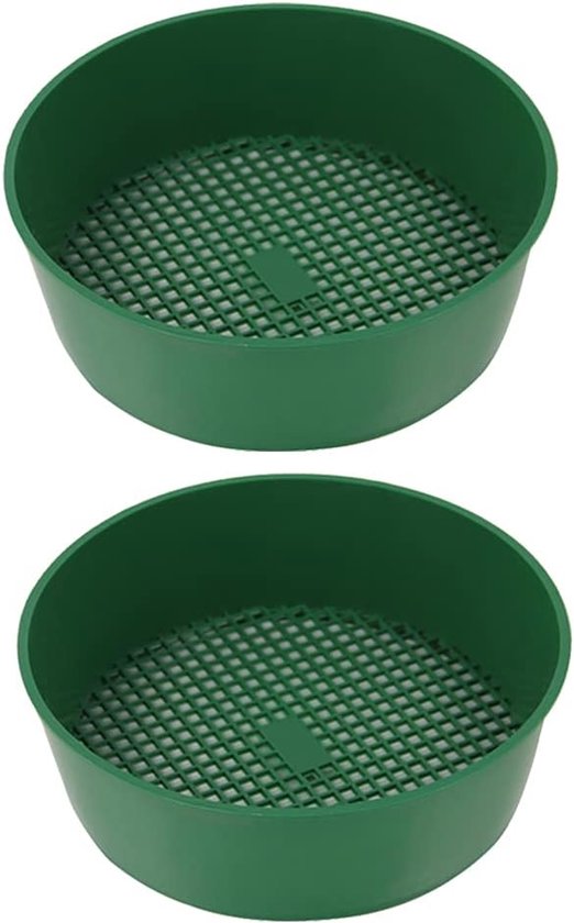 Plastic Tuinzeefset - 2 Stuks - 21 cm - Grondzeef voor Aarde, Zand en Compost - Lichtgewicht en Stapelbaar