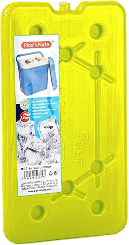 Plasticforte Koelelementen 450 gram - 14 x 25 x 1 cm - geel - Voor koelbox en koeltas van Plasticforte