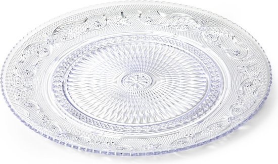 Plasticforte Onbreekbare Ontbijt/gebakbordjes - kunststof - kristal stijl - transparant - Dia 18 cm van Plasticforte