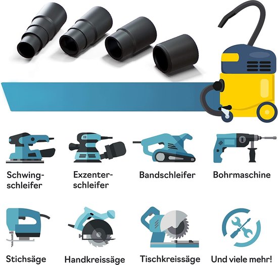 Plemont® Adapter [Set 2] voor Werkplaats Stofzuigers. Universele Slang Adapter voor Vermindering. Voor diverse machines. Verlager van Merkloos	