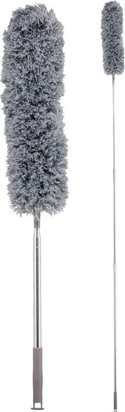 Plumeau Telescoopsteel - Stoffer Ragebol - Stof Vrij Maken - Uitschuifbaar tot 2.8m - 80-280 cm - Grijs