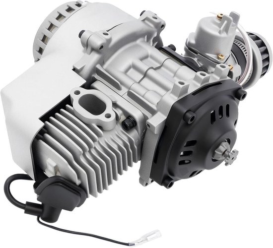 Pocket Bike Motor - Tweetakt Motor - Vrije Tijd Projecten - Robuuste Aluminium Constructie - 49 CC - Zwart Zilver