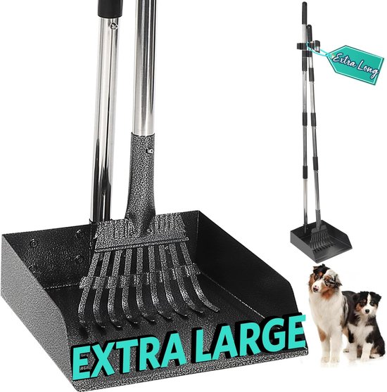 poepschep 106 cm - verstelbaar handvat - metalen hark met dienblad - ideaal voor gazons - ShopVlot