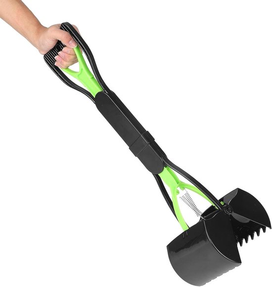 Poepschepje met lange steel, opvouwbare poepverzamelaar voor honden en katten - grote capaciteit, groen/zwart. van Merkloos	