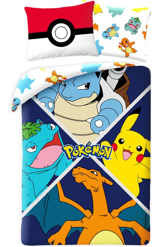 Pokémon Dekbedovertrek Charizard, Venusaur, Blastoise & Pikachu 140 x 200 cm (70 x 90 cm) van Pokémon