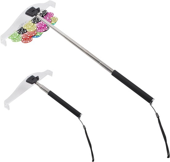 Pokerchip - Transparant - Verstelbare Lengte 22 - 95 cm - Telescoop Hark voor Poker en Roulette - Voor Casino's en Thuisgames