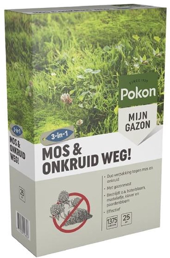 Pokon Mos en Onkruid Weg (1375 gram/25m²) - Werkt tegen Onkruid - Met gratis cheatsheet van Merkloos	