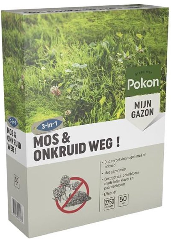 Pokon Mos en Onkruid Weg (2750 gram/50m²) - Krachtige Onkruidverdelger - Met gratis cheatsheet