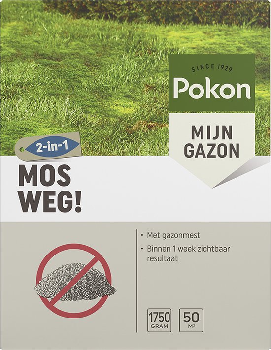 Pokon Mos Weg! - 1,75kg - Onkruidverdelger - Geschikt voor 50m² - Mosbestrijder - Anti mos gazon van Merkloos	