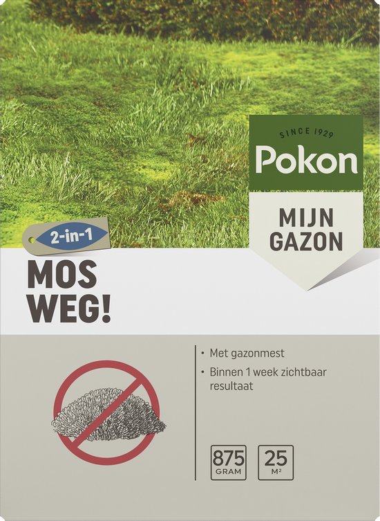 Pokon Mos Weg! - 875gr - Onkruidverdelger - Geschikt voor 25m² - Mosbestrijder - Anti mos gazon van Merkloos	