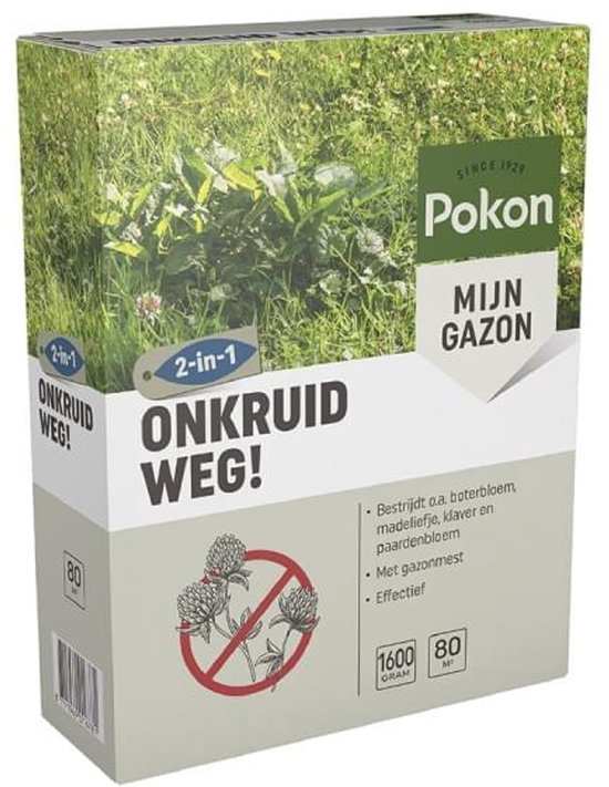 Pokon Onkruid Weg (1600 gram/80 m²) - Werkt tegen Onkruid - Met gratis cheatsheet van Merkloos	