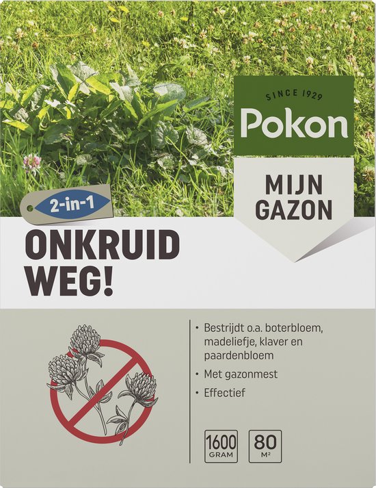 Pokon Onkruid Weg! - 1,6kg - Onkruidverdelger - Geschikt voor 80m² - Onkruidbestrijder van Merkloos	