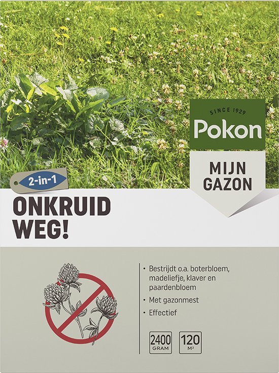 Pokon Onkruid Weg! - 2,4kg - Onkruidverdelger - Geschikt voor 120m² - Onkruidbestrijder van Merkloos	