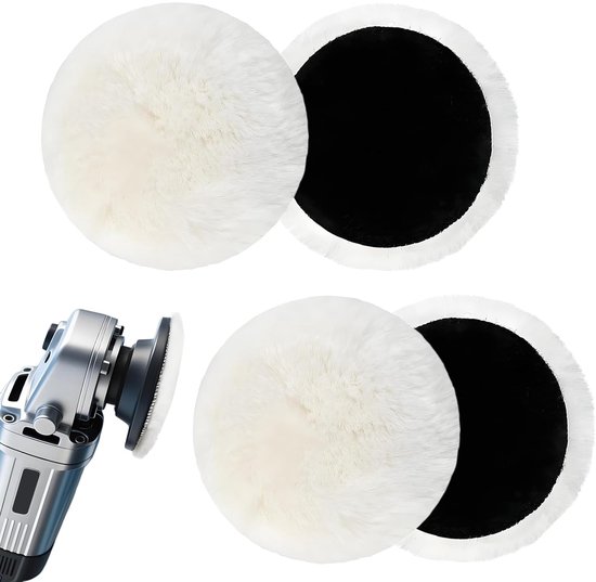 Polishing Disc 4 Pieces - 125 mm Polishing Attachment - Random Orbital Sander - Polishing Attachment voor Cordless Screwdriver - Lambswool Polishing Discs voor Auto's en Voertuigen van Hofftech