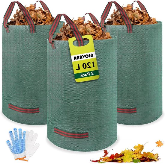 Pop-up Tuinafvalzak - Grote Bladzak voor Tuinafval - 3 Stuks, 120 liter - Opvouwbaar en Waterdicht - Ideaal voor Herfstbladeren en Tuinreiniging van Merkloos	