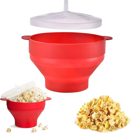 Popcorn Pan - Popcorn Pot met Deksel - Campfire Popcorn Maker - Silicone Popcorn Houder - Magnetron Popcorn voor Feest - Studentenhuis - Keuken van Merkloos	