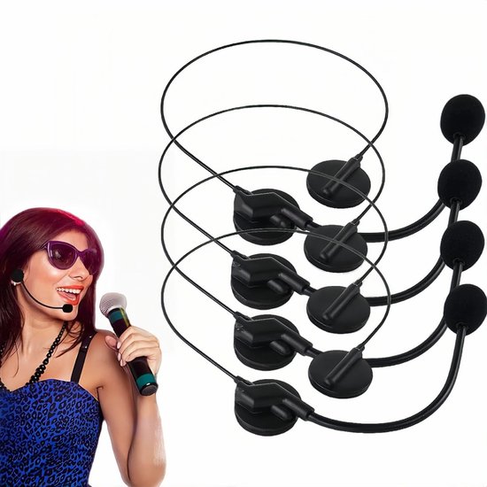 Popstar Radio Phone Headset Set - 4 Stukken - Kostuumaccessoires - Zwarte Headset Microfoon Speelgoed voor Maskerade Bal Cosplay Feest van Boland