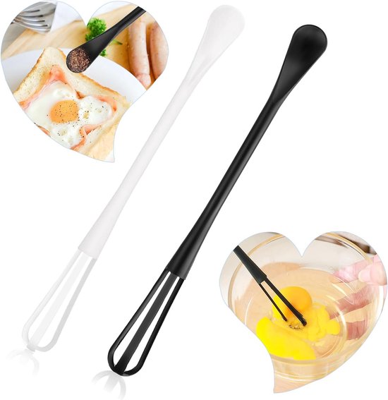 Portable Mini Whisk - Multifunctional Kitchen Whisk met Mini Spoon - 2-in-1 Whisk - Spice Spoon - Stirring Spoon - Geschikt voor Mixing - Stirring - Beating - Haarverf van Merkloos	