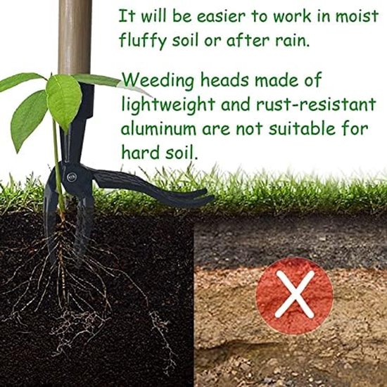Portable Stand Up Weed Puller - Aluminium Alloy - 4 Claw Weed Picker Tool - Non-slip Weeding Head Design - Gemakkelijke Weedverwijdering Zonder Buigen of Knielen van Merkloos	