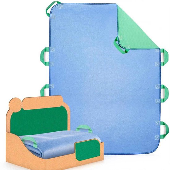 Positioneringsmatras van 86*132 cm met handgrepen, incontinentiematras, wasbaar en herbruikbaar, transfermat voor slaapkamers van ouderen. van Merkloos	