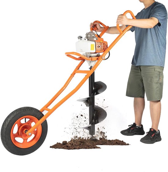 Post Hole Digger 63CC - 2-takt Benzine Grondboor met 11 Inch Bit voor Tuin- en Boomaanplant van Güde