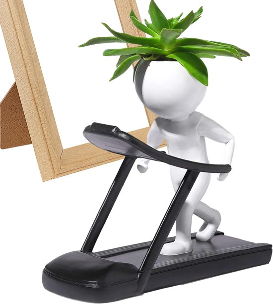 Pot in hars - 12 cm Gewichtheffen menselijke planten, gebeeldhouwde