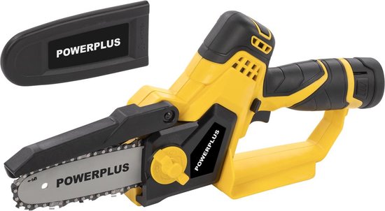 Powerplus Accu-mini-kettingzaag POWXG1040 - Snoeizaag op batterij van 12 V, met accu en lader, zaagblad van 159 mm met 14 T, tuingereedschap van Powerplus