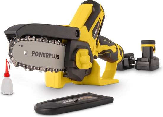 Powerplus Accu-mini-kettingzaag POWXG1045 - Snoeizaag op batterij van 12 V, met accu en lader, zaagblad van 10 cm met 14, tuingereedschap van Powerplus