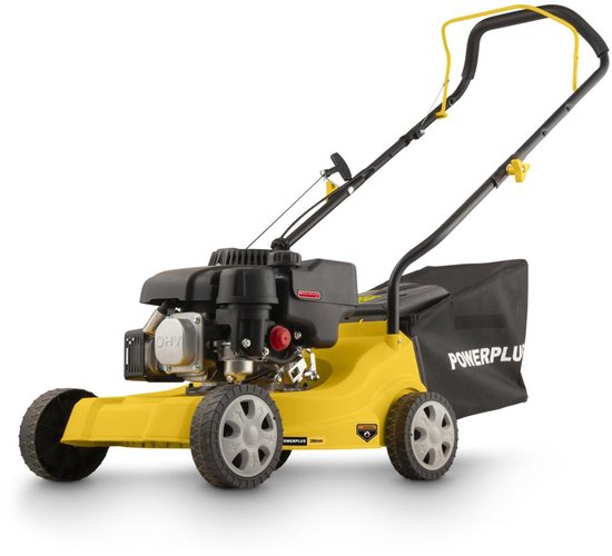 Powerplus benzine grasmaaier POWEG60219 - 390 mm Ø en 132 cc, tuintoestel op benzine, met grasopvangsysteem en achteruitworp van Merkloos	