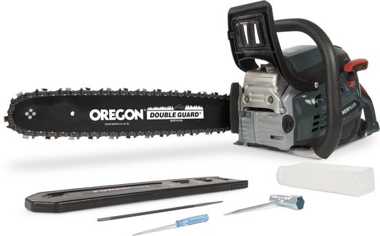 Powerplus Benzine Kettingzaag POWPG20130 - Benzine snoeizaag van 45,4 cc, 45,7 cm zaagblad en brandstoftank van 0.52 L, tuingereedschap van Powerplus