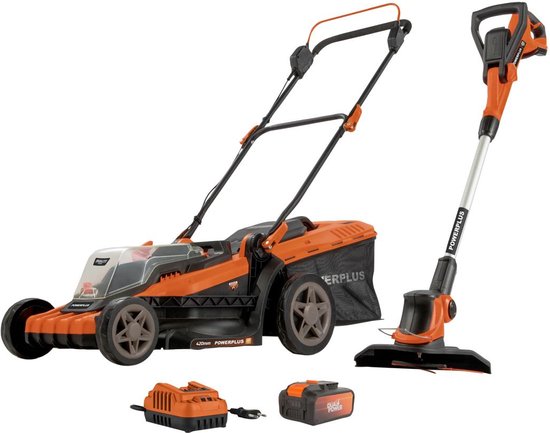 Powerplus Dual Power accu grasmaaier en grastrimmer POWDPG75622 - grasmaaier met 2* 20 V en 420 mm Ø en Grastrimmer met 240 mm Ø, Tuingereedschap van Powerplus