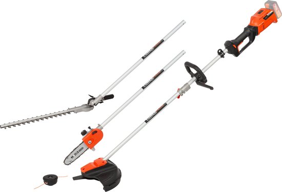 Powerplus Dual Power POWDPG7553 4 in 1 Bosmaaier - 40V - Brushless - Maaibreedte trimmer 320mm, bosmaaier 255mm, heggenschaar 410mm, kettingzaag 200mm - Excl. accu en lader - Incl. trimmerdraad en maaischijf van Powerplus