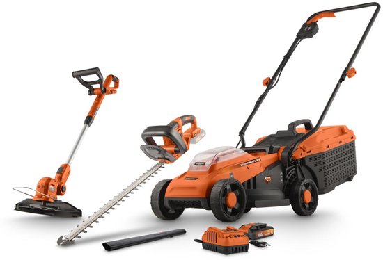 Powerplus Dual power Promo grasmaaierset POWDPGBOX25- 20V grasmaaier 330 mm, haagschaar 460 mm & grastrimmer 260mm - Met accu en lader van Powerplus