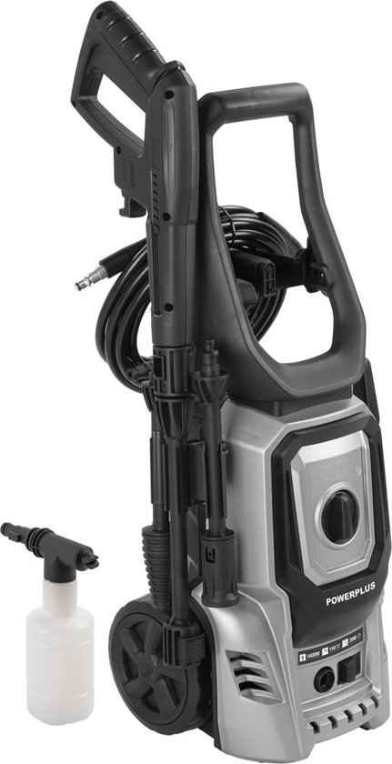 Powerplus Elektrische Hogedrukreiniger POWXG90406- 1400 W Terrasreiniger, start/stop functie, max. druk van 110 bar en temperatuur van 50 °C,5 m slang en accessoires inbegrepen, Reinigen van auto's, meubelen en fiets van Powerplus
