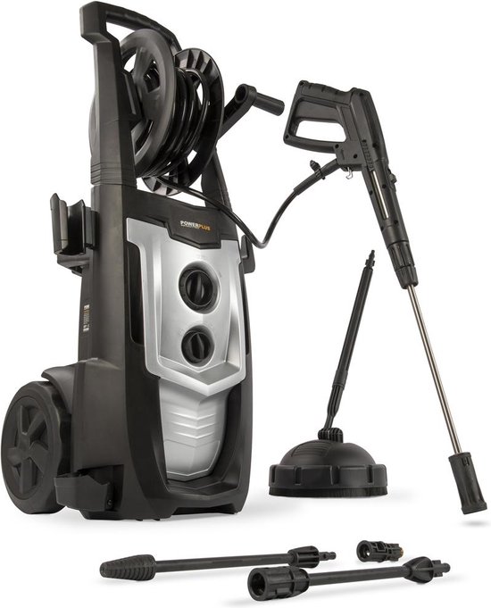 Powerplus Elektrische Hogedrukreiniger POWXG90420 - [5620} Terrasreiniger, start/stop functie, max. druk van 170 bar en temperatuur van 50 °C, 8 m slang en accessoires inbegrepen, Reinigen van auto's, meubelen en fiets van Merkloos	
