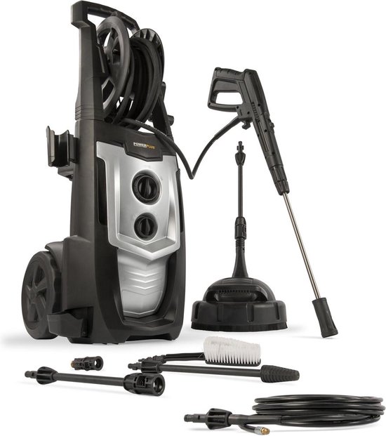 Powerplus Elektrische Hogedrukreiniger POWXG90426 - [5620} Terrasreiniger, start/stop functie, max. druk van 195 bar en temperatuur van 50 °C, 8 m slang en accessoires inbegrepen, Reinigen van auto's, meubelen en fiets van Powerplus