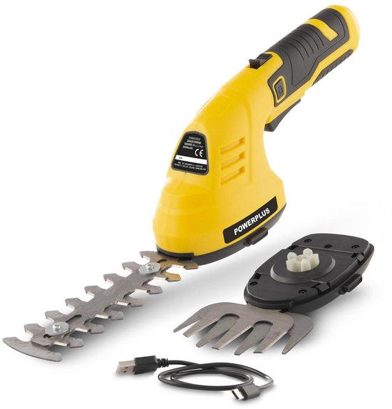 Powerplus - Garden Yellow - POWXG2034 - 8 V - Geborsteld - Snijlengte haagschaar: 120 mm - Gras-/haagschaar - 8V - incl. batterij 8V 2.0Ah en laadkabel van Powerplus
