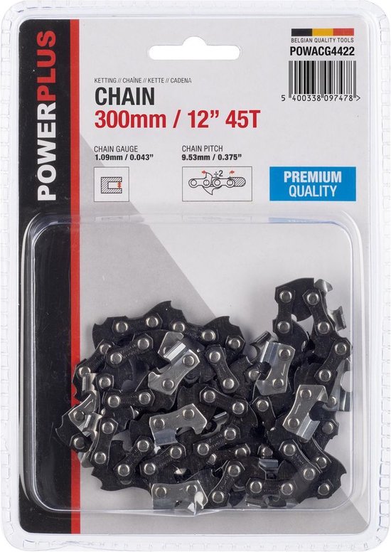 Powerplus ketting voor kettingzaag POWACG4422– Zwaardlengte 300 mm, 45 T – 12”, Zaagketting, Tuingereedschap van Powerplus