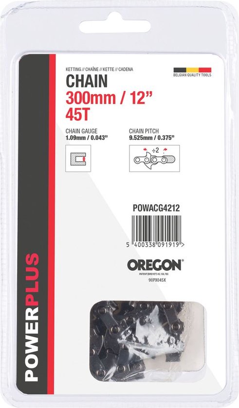 Powerplus POWACG4212 Ketting - 12" 300mm 45t oregon - Voor kettingzaag van Powerplus