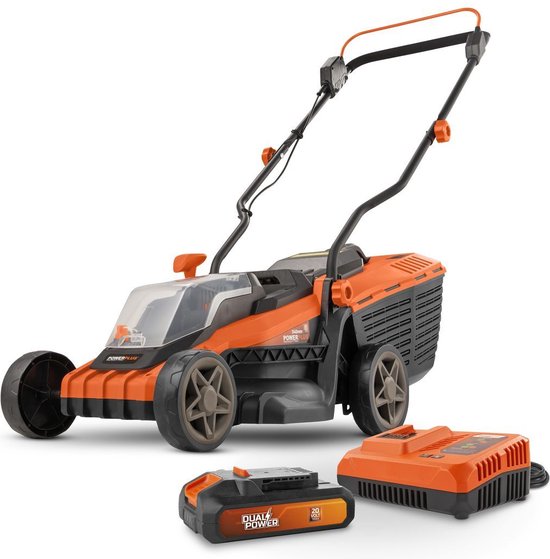 Powerplus - POWDPGLWS1 - Dual Power Accu Grasmaaier - 20 V - Incl. batterij en oplader - grasopvangbak en achteruitworp van Powerplus