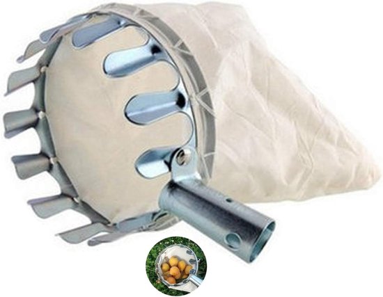 Praktische Fruit Plukker met Afneembare RVS Hoofd en Draagtas voor Appels en Kersen Oogsten, Ideaal voor Fruitplukken en Tuinieren