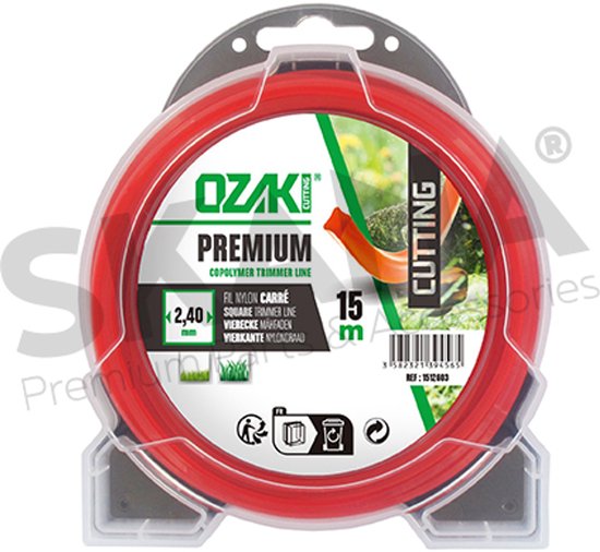 PRAKTISCHE TUIN OZAKI premium vierkante nylon lijn voor bosmaaier - Ø 2,4 mm - L 15 m van Ozaki