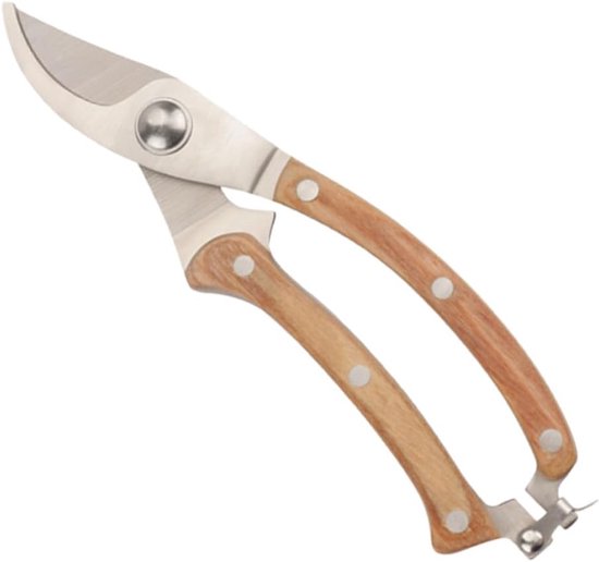 Praktische Tuinschaar - Snoeischaar - Precisie Snoei - Houten Handvat - 20.5 cm - Multicolor