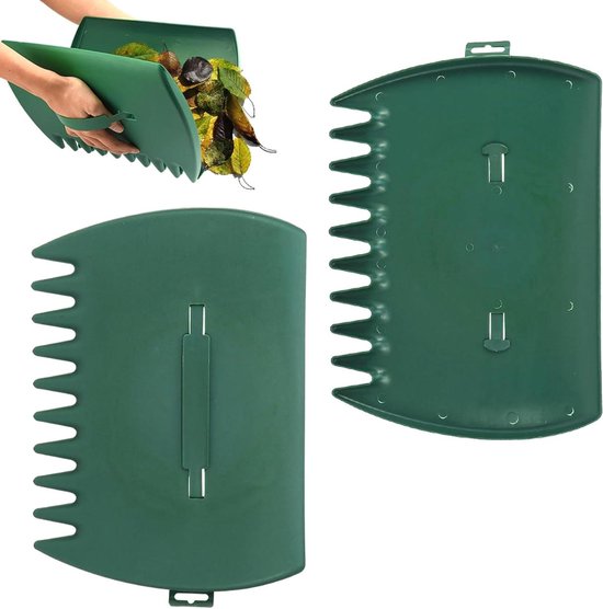 Premium - Handheld bladgrijper set voor tuinieren - bladverzamelaar en grijpers voor bladklauwen - handhark voor tuinblad, afval en gras - 2 stuks (groen) van Simply Natural