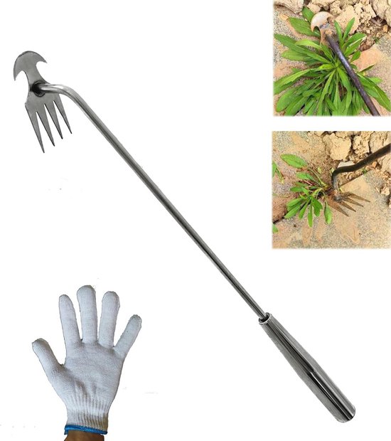 Premium onkruid wieden gereedschap met lange steel en 4 tanden - ideaal voor tuinieren van Merkloos	